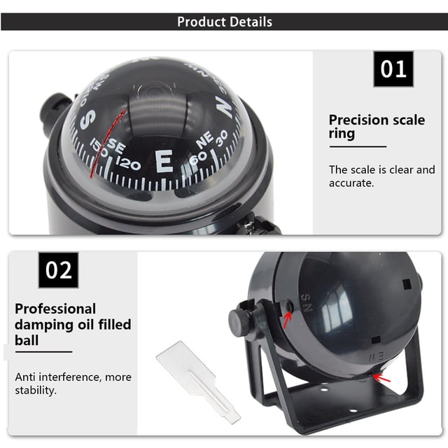 1 Set Boat Compass Direction Display Equipment Practical Simple Navigation Tools Sailing Tool with Clear Displaying for Outdoor White