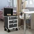 thumbnail image 5 of Professional Rolling Makeup Case Train Case Cosmetic Trolley Cosmetic Organizer Black, 5 of 12