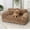 Khaki, variant on Plush Calming Pet Sofa Bed, Raised Rim, Removable Cover & Non-Slip Bottom for Cats & Dogs, Calming Dog Bed Fluffy Plush Dog Mat for Furniture Protector with Removable Washable Cover (Grey, Small)