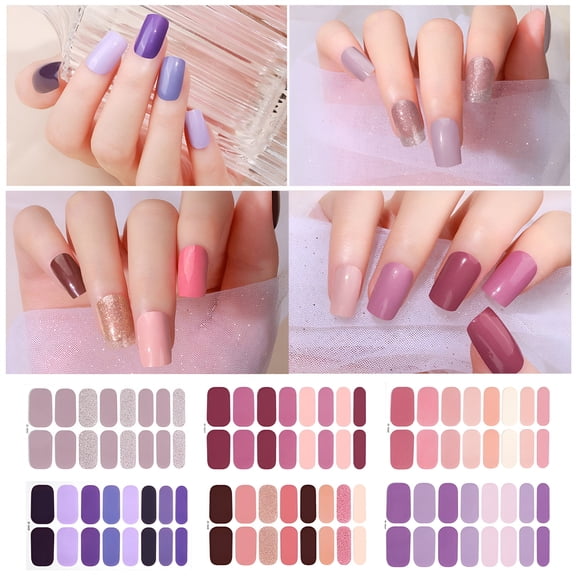 ACDANC 16 Strips Semi Cured Gel Nail Stickers Nail Lamp Required Gel Nail Polish Wraps Gel Nail Art Stickers for Women Girls