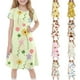 thumbnail image 1 of Girls Summer Dress Tween Dresses Floral A-Line Dress Short Sleeve Casual Summer Dress with Colorful Flower Print for Kids ,Sie:120, 1 of 7