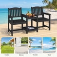 thumbnail image 6 of FUNDAZE All-Weather HDPE Double Patio Chair with 2-Tier Table & Umbrella Hole, Outdoor Conversation Set for Garden, Poolside, Balcony, Black, 6 of 9