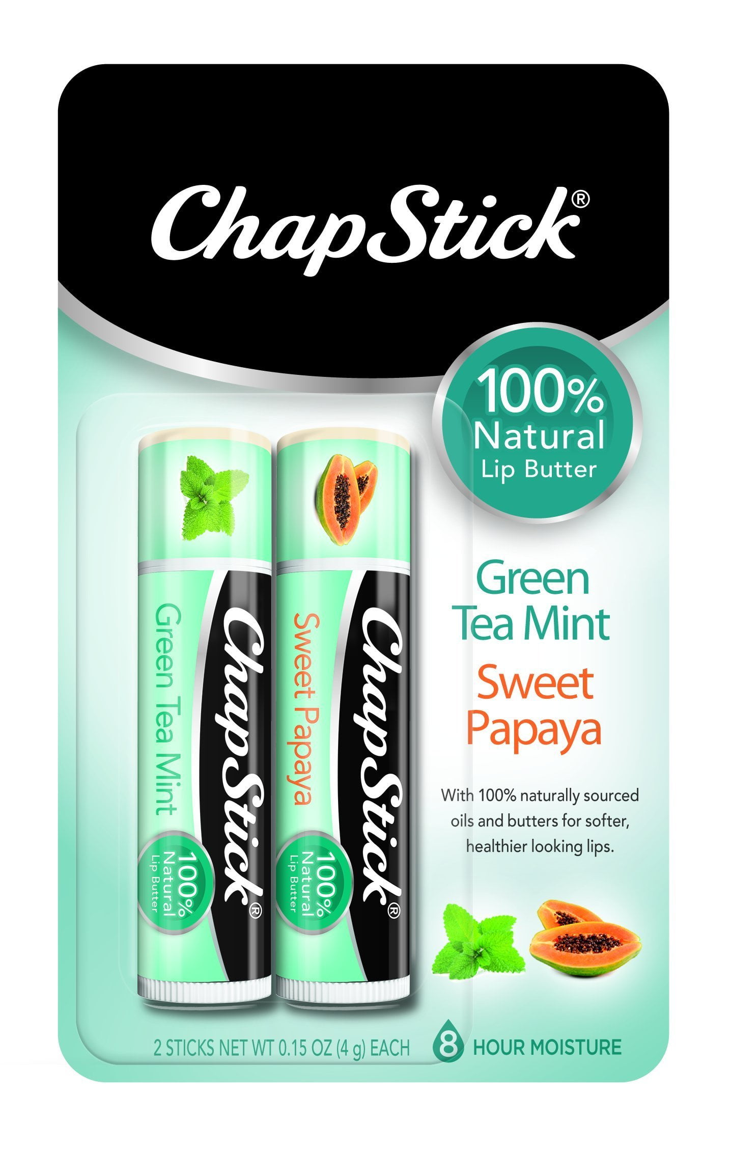 ChapStick 100 Natural Lip Butter Tube, Flavored Lip Balm, 0.15 Ounce