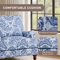 thumbnail image 4 of DREAMSIDEA Pair of Floral Accent Chairs, High Back Armchair with Lumbar Pillow, Modern Upholstered Living Room Lounge Chair,Navy White, 4 of 6