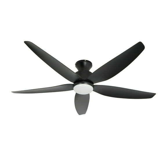 Wozzio Modern Fan 52-inch Modern Ceiling Fan Light, black, recessed installation, DC motor and remote control, 5 fan blades, suitable for bedrooms, living rooms, offices and other indoor places