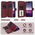 thumbnail image 2 of for iPhone 14 Pro Max Wallet Case, Multi-Functional Zipper Purse Case, with Flip Stand Card Holder PU Leather Phone Cover with Lanyard & Wrist Strap for iPhone 14 Pro Max, Winered, 2 of 7