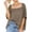 *Khaki, variant on Women's Square Neck Cuffed Short Sleeve T-Shirt, Casual Loose Solid Color Tee Black,Women's Plus L