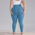 thumbnail image 5 of Leggings for Plus Size Women Tummy Control Ankle Length Casual Compression Yoga Pants Butt Lifting High Waisted Loungewear Leggings with Pockets Blue 3XL, 5 of 5