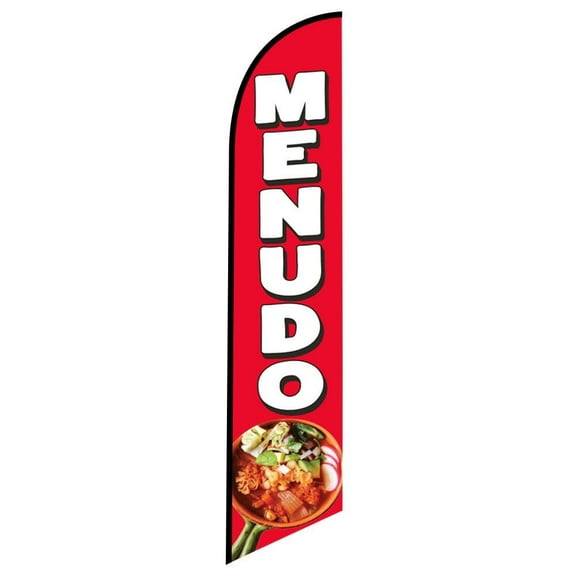 Menudo Feather Banner Swooper Flag for Mexican Spanish Restaurant advertising sign - NO WIND REQUIRED - Replacement FLAG ONLY