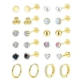 thumbnail image 1 of Juegos de aretes,Conjuntos de aretes para mujeres con múltiples perforaciones para niñas,Pendientes de aro con forma de botón,aretes con parte trasera plana,Pendientes apilados de acero Oro, 1 of 8
