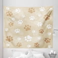 thumbnail image 1 of Earth Tones Tapestry, Dog Paws Print Animal Companion Puppy Pet Friendly Print, Fabric Wall Hanging Decor for Bedroom Living Room Dorm, 5 Sizes, Pale Caramel White Beige, by Ambesonne, 1 of 1