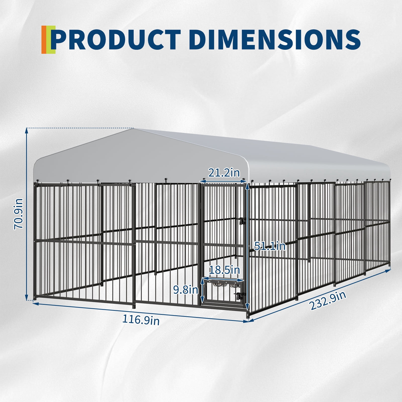 Danolapsi Large Dog Enclosures, Outdoor Dog Kennel with Waterproof Cover, Large Dog Kennel Outdoor with Feeding Doors, Large Dog House for Yard Garden Backyard（10×15×6FT）Outdoor Walk-in Dog Cage