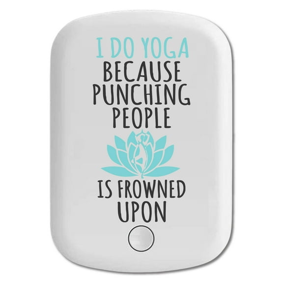 DistinctInk Magnetic Battery Pack, 5000 mAh Wireless Portable Charger with USB-C Cable, Compatible with MagSafe iPhone 14 / 13 / 12 Series - I Do Yoga Punching People Frowned Upon