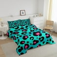 thumbnail image 5 of Turqoise Cheetah Print Comforter Set Full Black Pink Leopard Print Bedding Woodland Jungle Wildlife Bedding Comforter Sets Cheetah Duvet Set Wild Safari Animal Quilted Comforter Lightweight, 5 of 6