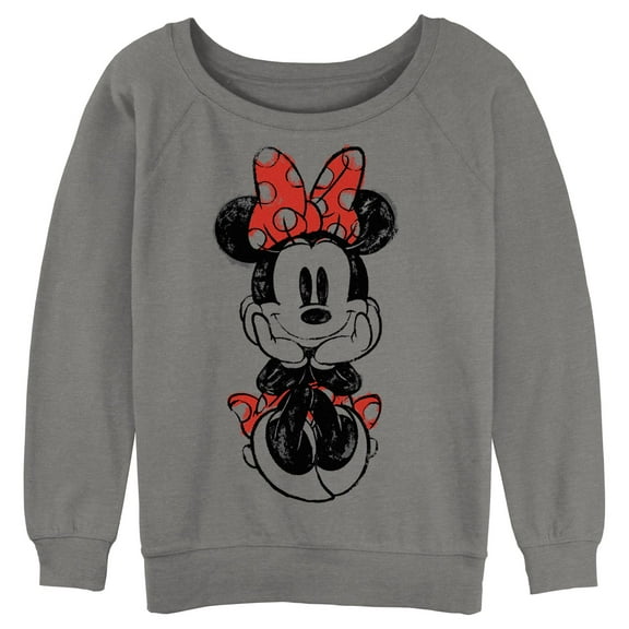 Junior's Mickey & Friends Sitting Minnie Sketch Sweatshirt