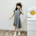 thumbnail image 6 of LYMAYTER 4-12Y Kids Casual Cotton Dress for Girls Short Sleeve Onesies Skirt Toddler A-Line Tutu Cotton Skirt, 6 of 8