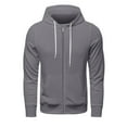 thumbnail image 5 of QHRMKOG Sweatshirts for Men Full-Zip Long Sleeve Big and Tall Hoodies Fall Lightweight Fashion Cotton Drawstring Oversize Sweaters Strong with Pocket Jacket Dark Gray M-Mid, 5 of 8