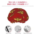 thumbnail image 4 of KLL Hohey Bee Golden Pattern Shower Cap & Bath Cap for Women,Reversible Oversized Waterproof Shower Caps for all Hair Lengths,Elastic Reusable Bathing Hair Cap, 4 of 7
