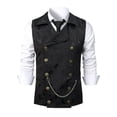 thumbnail image 2 of Men's Suit Vest formal/Leisure Paisley Jacquard Silk Pocket Double-Breasted Dress Waistcoat Wedding Black, 2 of 8