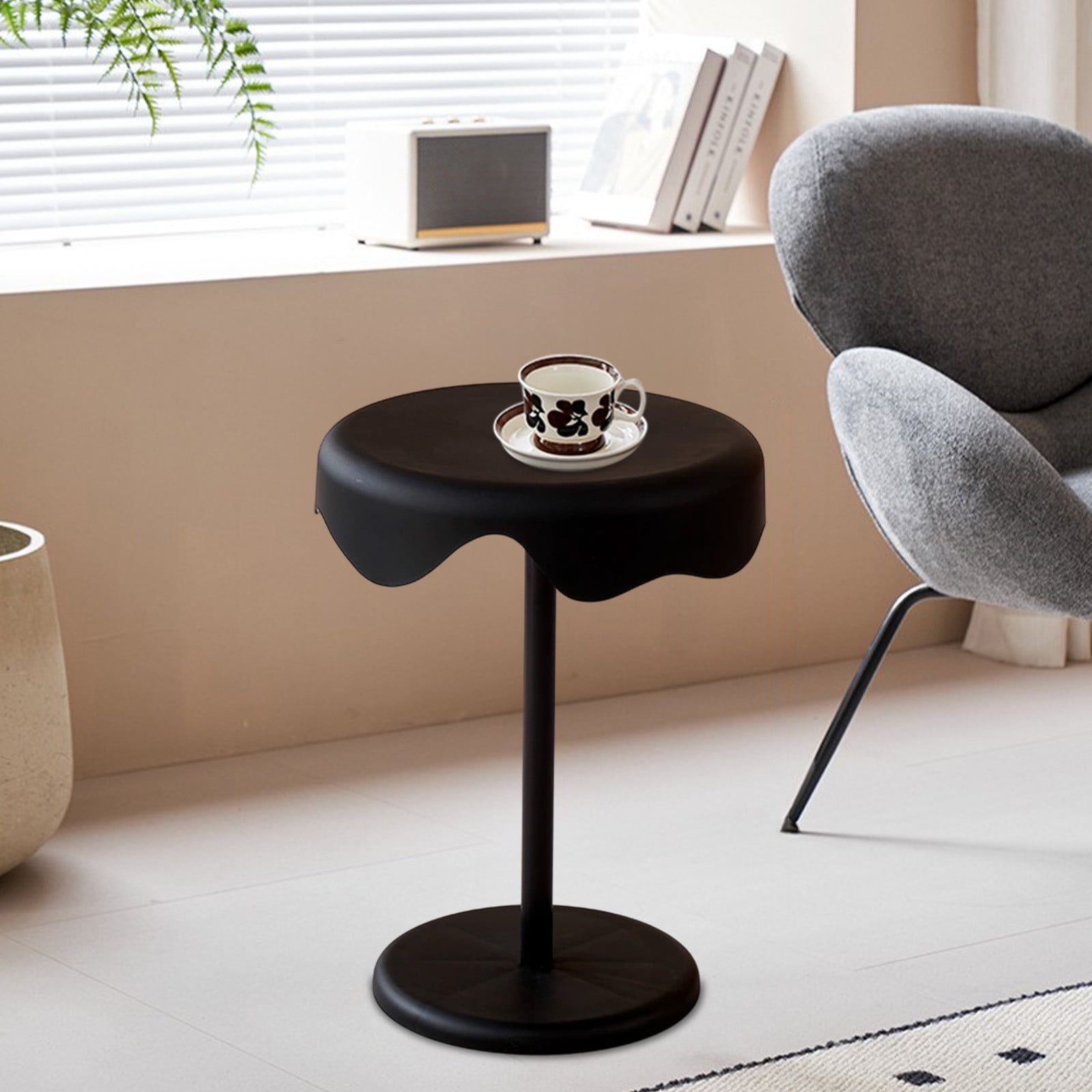 Ycandiee Small Table Side Table, Round Drink End Table, Dia x