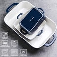 thumbnail image 3 of SWEEJAR Ceramic Bakeware Set, Rectangular Baking Dish for Cooking, Kitchen, Cake Dinner, Banquet and Daily Use, 12.8 x 8.9 Inches porcelain Baking Pans (Navy), 3 of 6