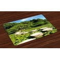 thumbnail image 1 of Ambesonne Peace Place Mats Set of 4, Japanese Stone Path Lotus, Standard Size, Lime Green Sky Blue, 1 of 4