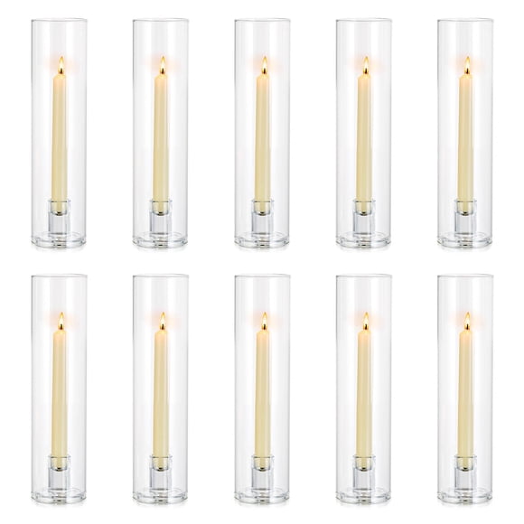 Portavelas NUPTIO Hurricane Glass para velas cónicas, 10 unidades