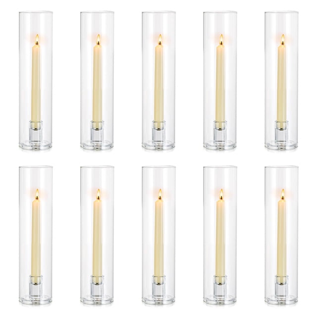 Portavelas NUPTIO Hurricane Glass para velas cónicas, 10 unidades