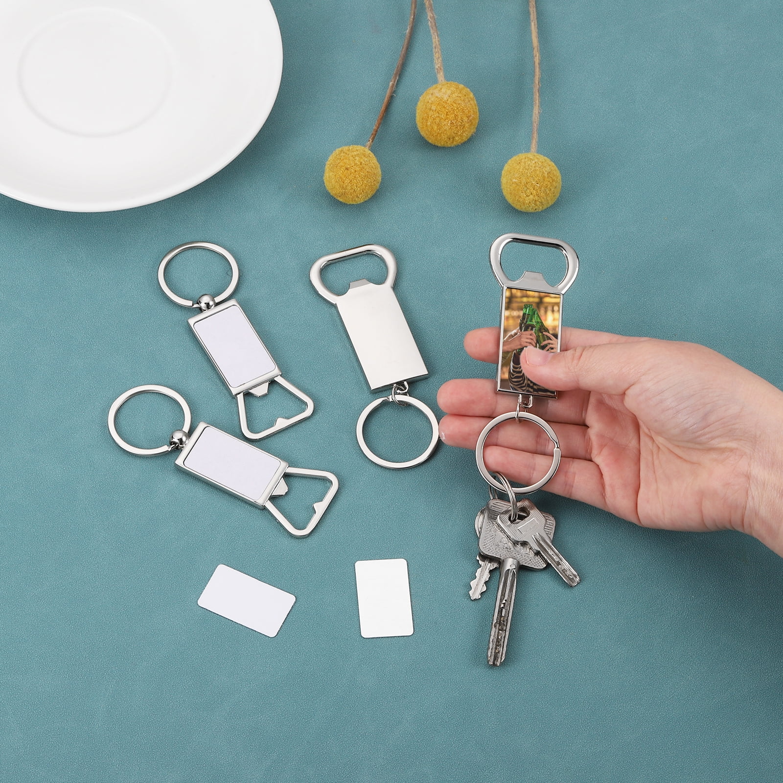 Uxcell 20Pack Sublimation Metal Bottle Opener Keychain, Blank Transfer Sublimation Key Rings (3.1x9.4cm)