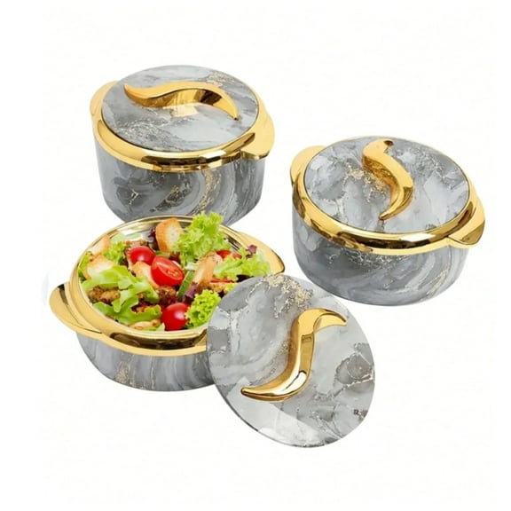 3pcs,  Food Warmer, Thermal Casserole Dish Set With Lids, Insulated Stainless Steel Container Serving Bowl For Buffets,  Food Warmer,Food Warmer Set,  For Office