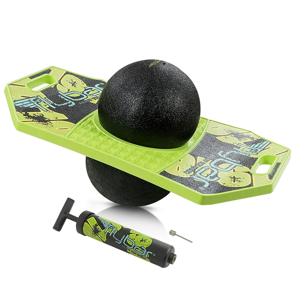 Flybar Pogo Ball Trick Board With Grip Tape & Ball Pump For Kids Ages 6