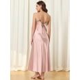 thumbnail image 3 of Unique Bargains Womens Satin Sleeveless Nigthgown Lace Sleep Dress Sleepwear Pajama Dress, 3 of 5