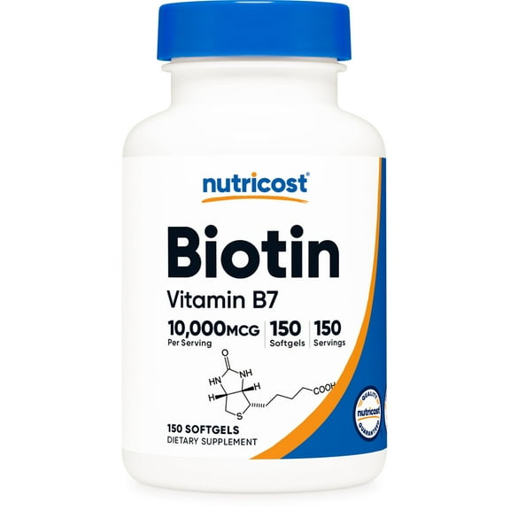 Nutricost Biotin (10,000mcg) 150 Softgels - Vitamin B7, Non-GMO Supplement