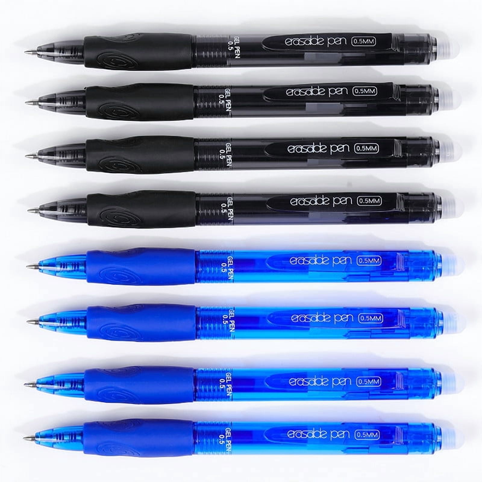 Yunuuuoa 5 Packs Erasable Gel Pens 8-Pcs with Eraser Tips - Friction Heat Sensitive Ink Fine 0.5mm Rollerball Pens for Office Home Writing, Refillable & Rewritable, Black Blue Ink Set