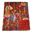 thumbnail image 4 of indian quilts single size, Handmade Kantha Quilt Cotton Bedspread, Indian Vintage Kantha Throw Blanket, Reversible Floral Patchwork Quilt, 4 of 6