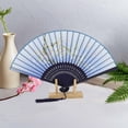 thumbnail image 4 of Oportunidades Únicas 1 Pc Abanico Plegable con Sutil Fragancia de Flores para Fiesta de Baile Azul de Bambú de Seda, 4 of 5