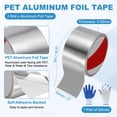 thumbnail image 2 of Uxcell 2 Pack 0.08mm PET Aluminum Foil Tape, 16 ft x 2 Inch Heavy Duty HVAC Tape Metal Duct Tapes Heat Resistant Tape Insulation Tapes with Gloves for Air Ductwork, Dryer Vent, 2 of 6