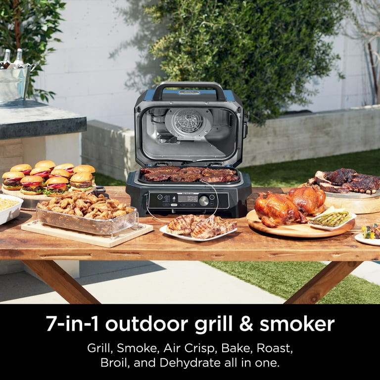  Ninja OG850 Woodfire Pro XL Outdoor Grill & Smoker with  Built-In Thermometer, 4-in-1 Master Grill, BBQ Smoker, Outdoor Air Fryer,  Bake, Portable, Electric, Blue : Patio, Lawn & Garden