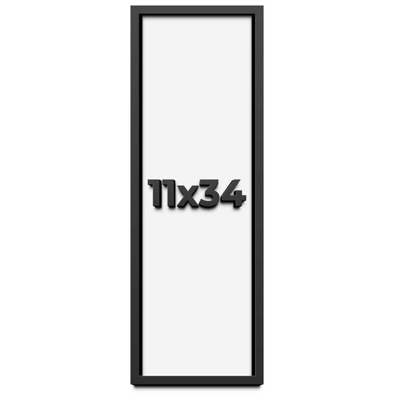 11x34 Shadow Box Frame Black | 1 inches Deep Real Wood Contemporary Shadowbox Display Frame | UV