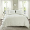 thumbnail image 3 of Home Essence Amber 3 Piece Tufted Cotton Chenille Duvet Cover Set, Full/Queen, White, 3 of 14