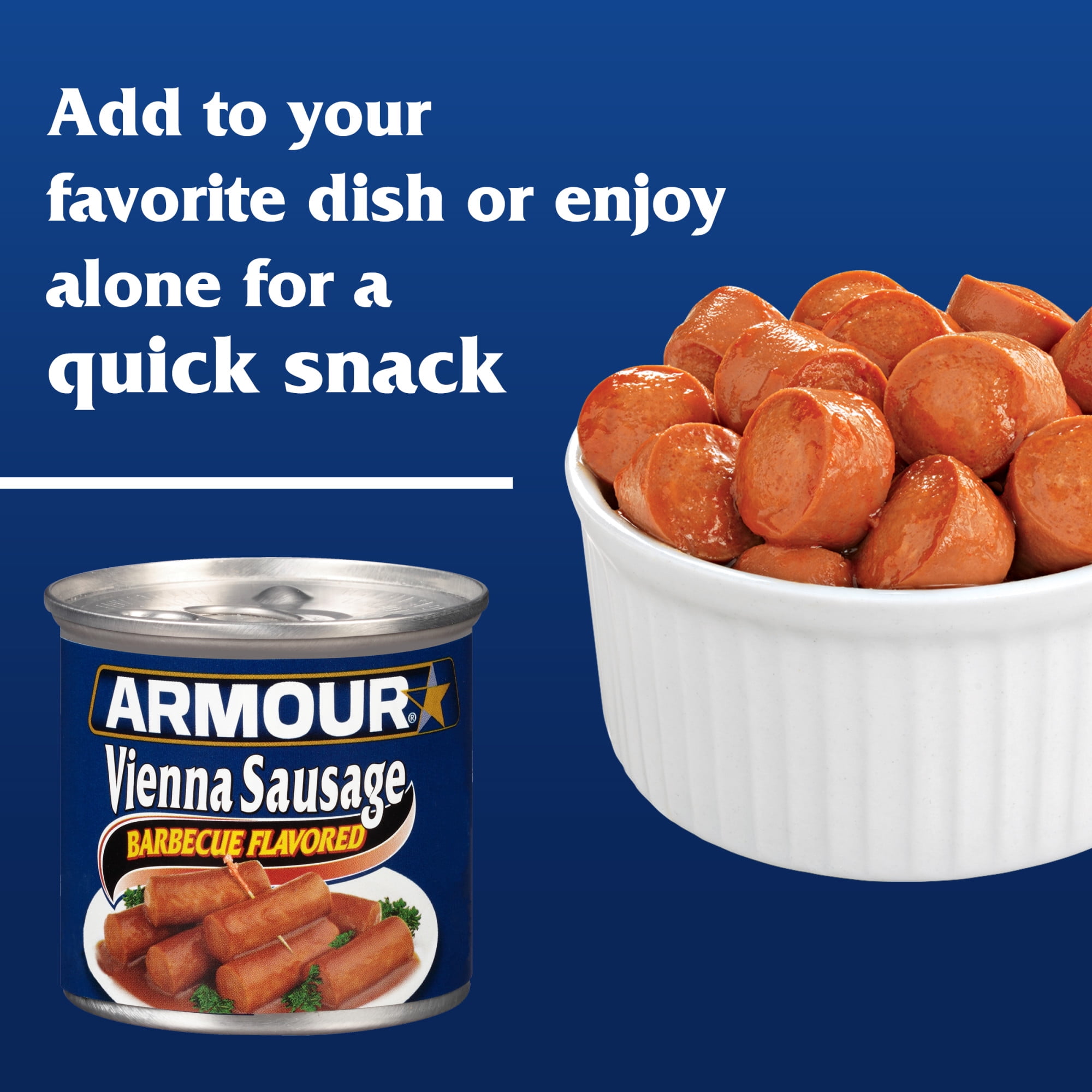 Armour Barbecue Vienna Sausage, 7g protein Per Serving,  4.6 oz Can