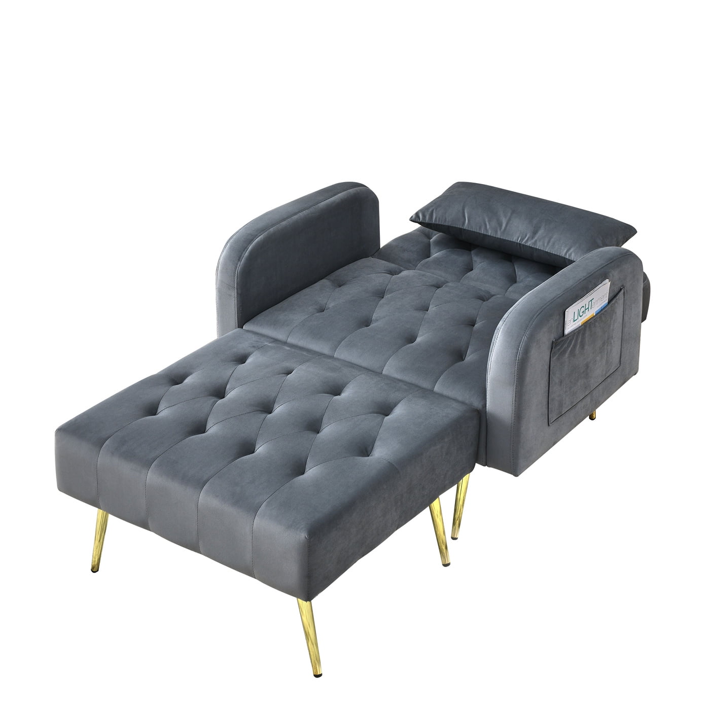 Velvet Accent Recliner Chair, Modern Armchair with Adjustable Backrest