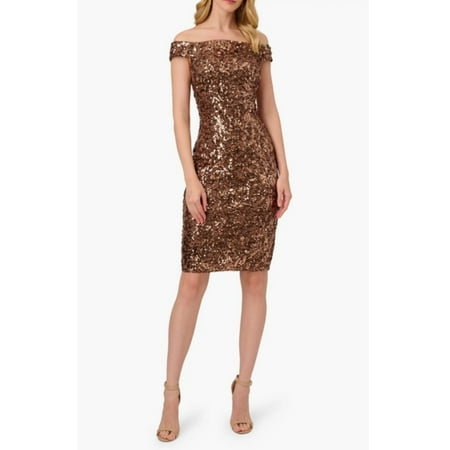 Adrianna Papell Sequined Off-The-Shoulder Dress