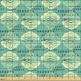 thumbnail image 2 of Boho Sofa Upholstery Fabric by the Yard, Oriental Pattern Japanese Ethnic Waves Scrolling Clouds Design Print, Decorative Fabric for DIY and Home Accents, Cream and Dark Seafoam by Ambesonne, 2 of 5