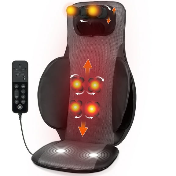 MaxKare Massage Seat Cushion with Heat for Back Pain Relief,  Massager Pad with Vibration,  for Chair, Sofa, Black