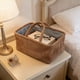 thumbnail image 5 of Cesta de almacenamiento plegable | Caja de telas para organizar el hogar, ropa, juguetes, varios | Material de la Flocada, Doble Asas, Marrón Blanco, 15"x11"x7" | Almacenamiento decorativo de coser, 5 of 6