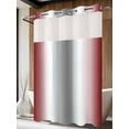thumbnail image 4 of Red Grey No Hook Shower Curtain Waterproof, Bathroom Curtains with Snap in Liners and See Through Top Window, Gray Farmhouse Modern Rustic Hotel Style Bathtub Curtains Shower 48"Wx72"L, 4 of 8