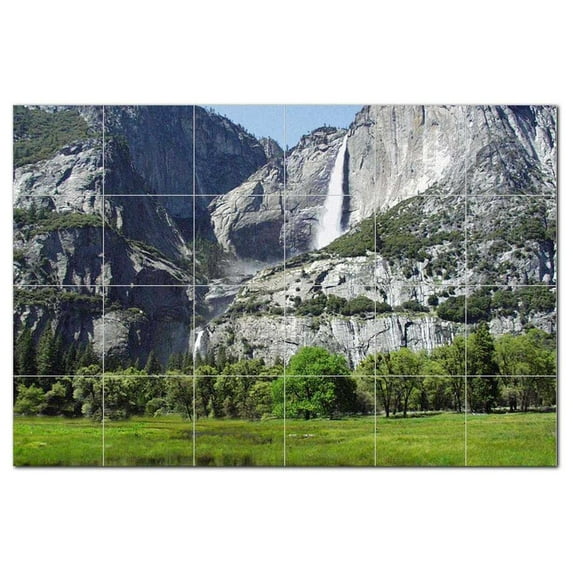 Waterfalls Nature.Npsh Ceramic Tile Mural Kitchen Backsplash Bathroom Shower, 40
