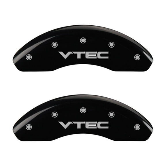 MGP 4 Caliper Covers Engraved Front & Rear Vtech Black finish silver ch