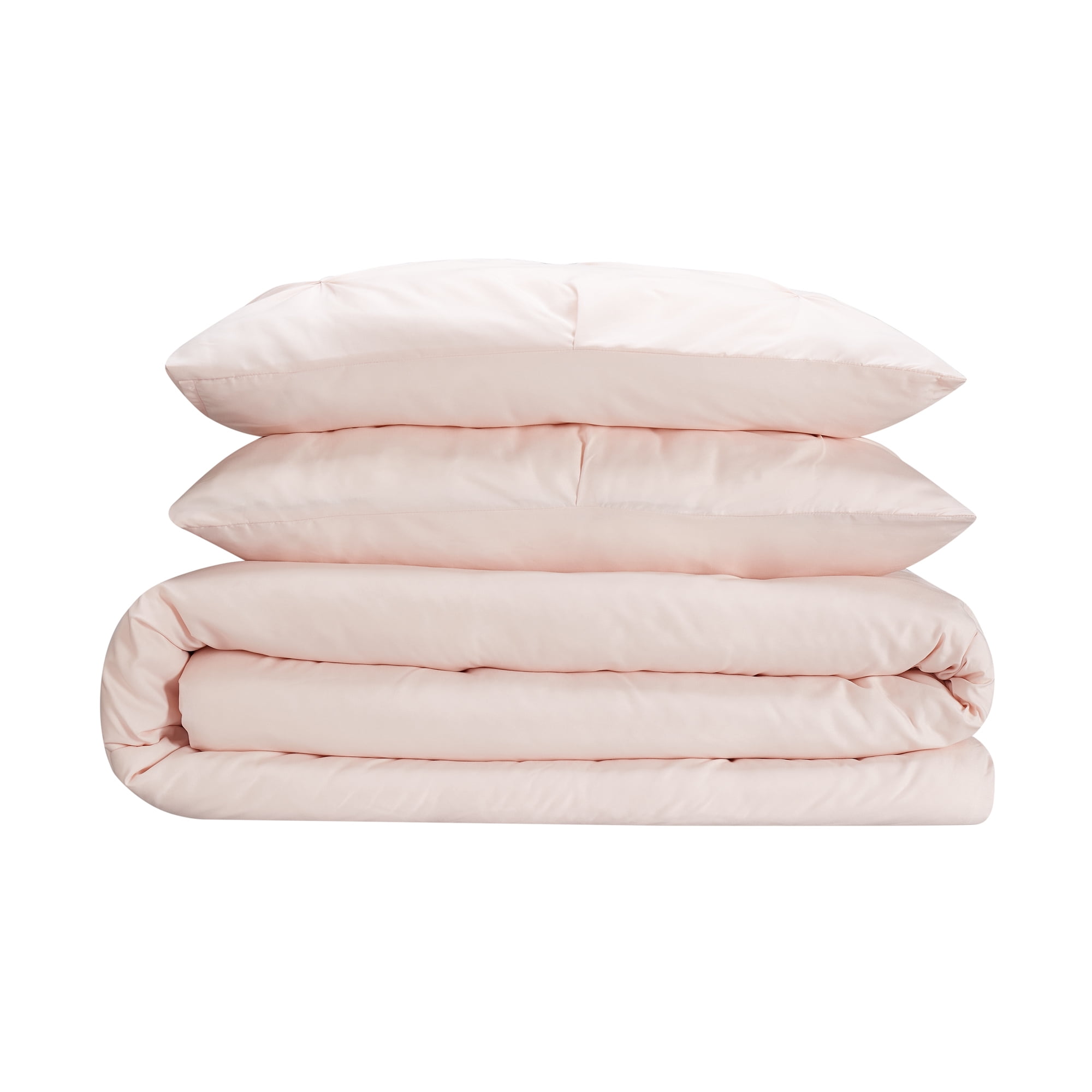 Serta Simply Clean Pleated 3-Piece Solid Duvet Set, Pink, Full/Queen